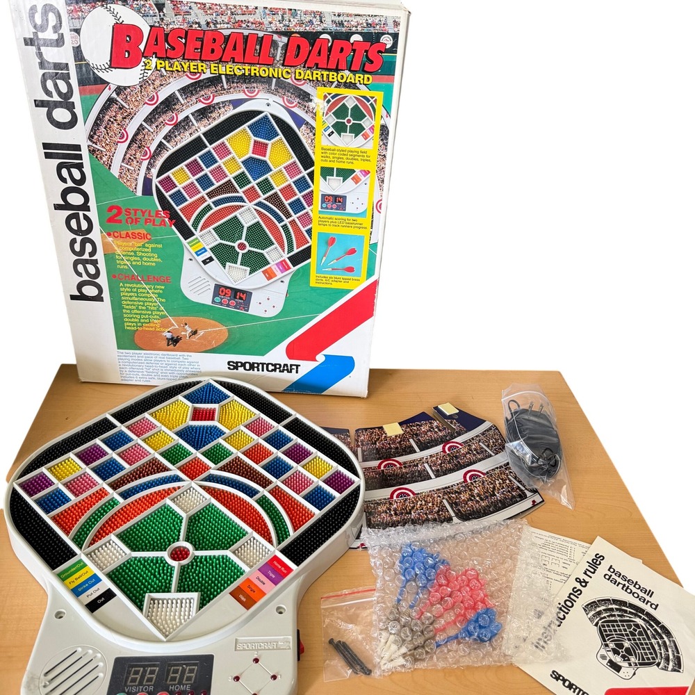 Sportcraft Baseball Darts Game Electronic 2 Player Dartboard Complete Open Box